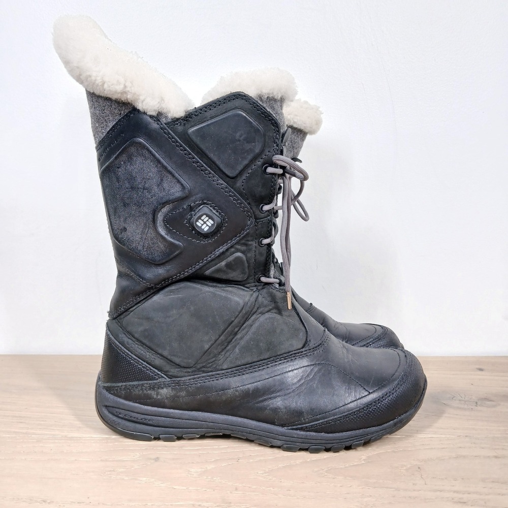Columbia Boots Womens 7.5 Black Leather Tall Waterproof Winter Snow - Picture 3 of 10